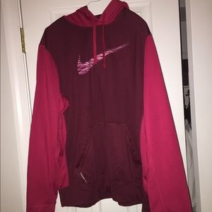 Maroon and red Nike pull over hoodie
